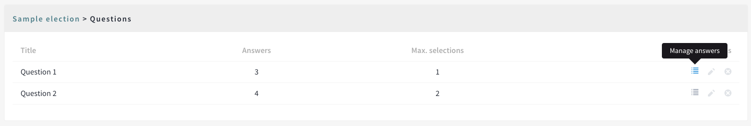 Results: manage answers detail