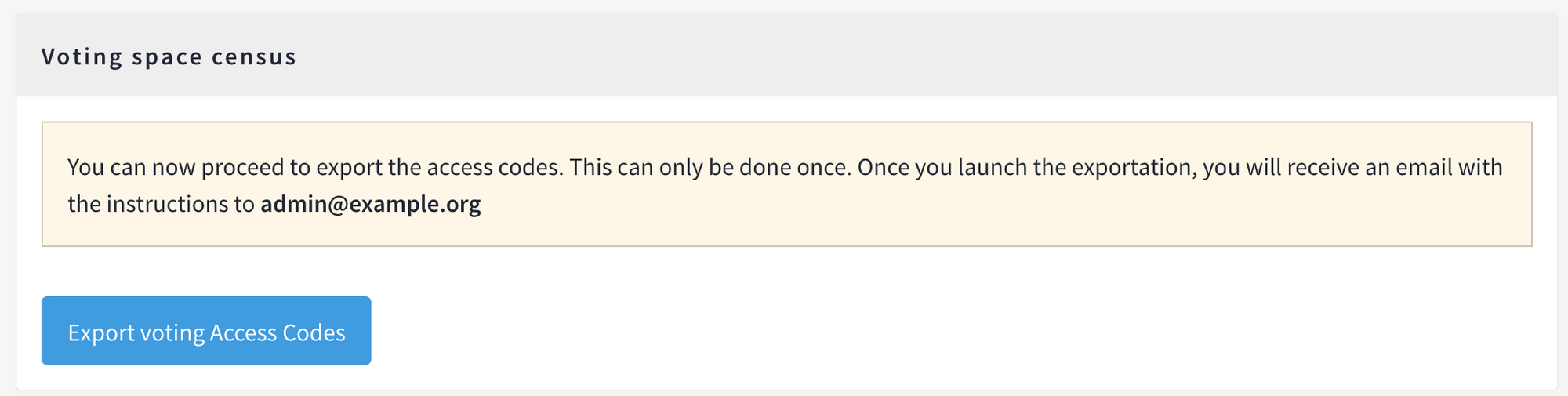 The access codes have been generated - next step: export them.