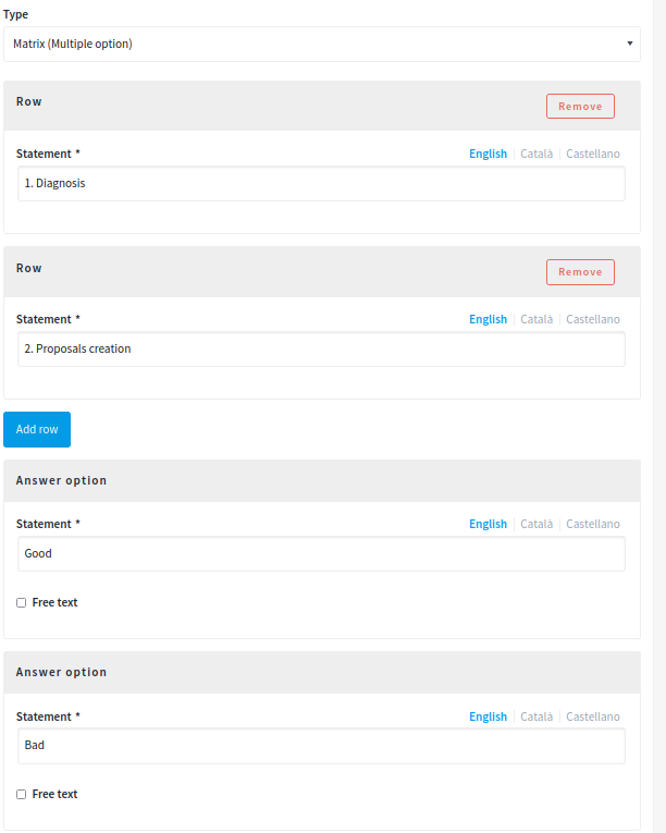 Matrix (Multiple option) type - backend