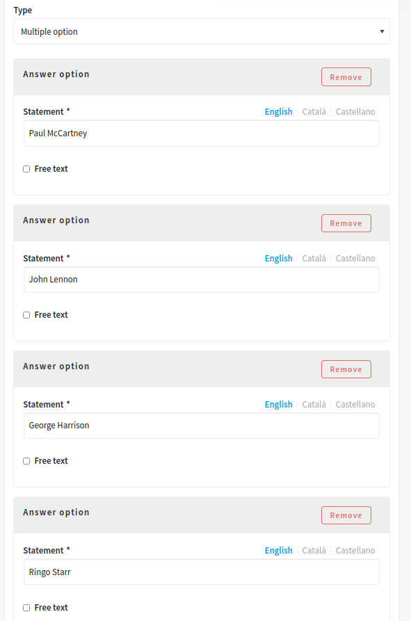 Multiple option type - backend
