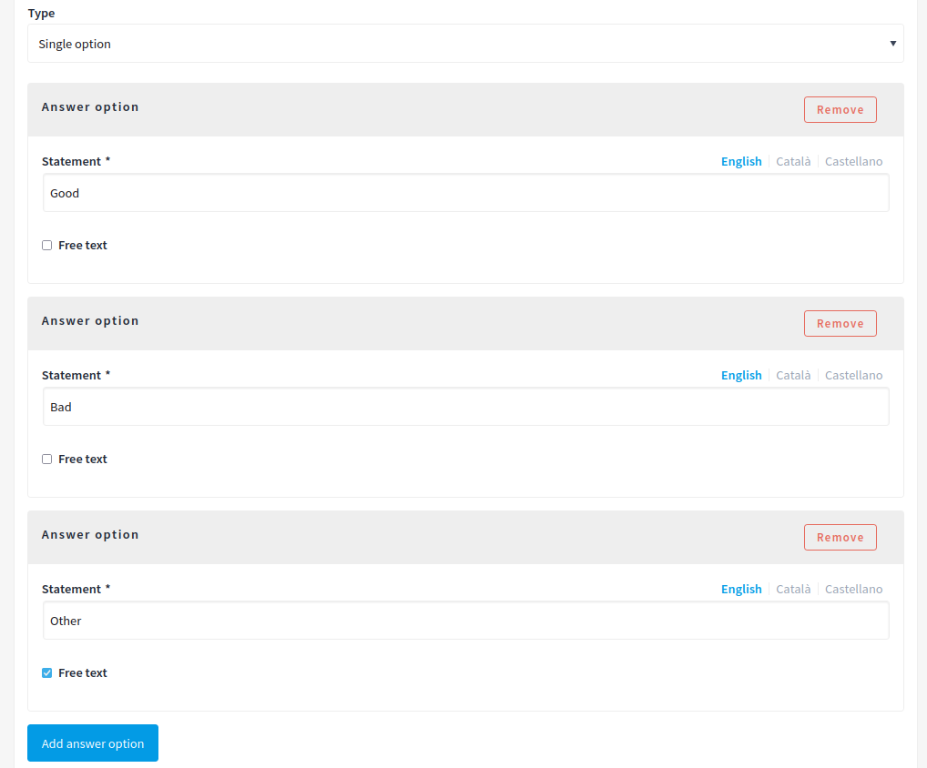 Single option type - backend